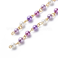 Chaînes de perles rondes en perles de verre faites à la main&nbsp;AJEW-SZ0002-40C