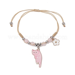 Braccialetti di perline intrecciate di perline di quarzo rosa naturale&nbsp;BJEW-TA00621-03