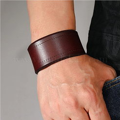 Braccialetti in cordino di pelle di vacchetta con lato piatto&nbsp;BJEW-WH20007-09B