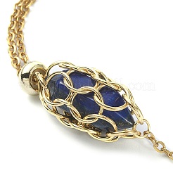 Braccialetti con cursore a maglie bullet in lapislazzuli naturali&nbsp;BJEW-JB09902-02