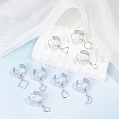 Ensemble de 8 anneaux de manchette ouverts en acier inoxydable 304 de style 8 pièce&nbsp;RJEW-AB00012