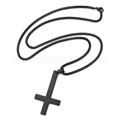 Collane con catena a maglie quadrate con ciondolo a croce cristiana capovolta in acciaio inossidabile 304&nbsp;NJEW-NH0001-07EB