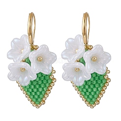 Orecchini a leva con fiori e perline di vetro fatti a mano&nbsp;EJEW-MZ00487-04