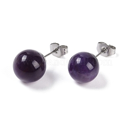 Natürliche Amethyst-Ohrstecker&nbsp;EJEW-Z060-04P-02