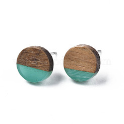 Boucles d'oreilles en résine transparente et bois de noyer&nbsp;EJEW-N017-008-A04