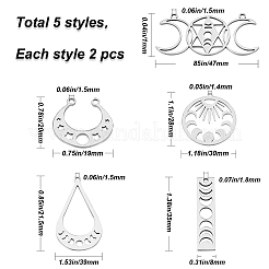 10 pendentif découpé au laser en acier inoxydable 201 de style 5&nbsp;STAS-CN0001-23P