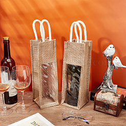 Jute-Weinaufbewahrungsbeutel mit Kordelzug und durchsichtigem PVC-Fenster&nbsp;ABAG-WH0035-052A