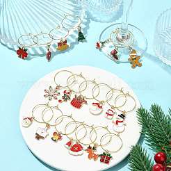 20 stücke 20 arten weihnachten thema legierung emaille wein glas charme&nbsp;HJEW-HS00082