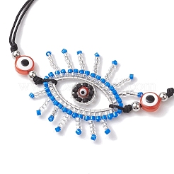 Set di braccialetti a maglie con perline di semi di vetro occhio di cavallo&nbsp;BJEW-MZ00074-02