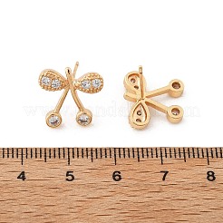 Orecchini a bottone da donna in ottone con micro pavé di zirconi trasparenti&nbsp;EJEW-G428-26G-01