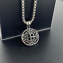 Vintage 304 Edelstahl hohl rund Viking Knoten Anhänger Punk Hip-Hop Street Halskette Schmuck&nbsp;NB1206