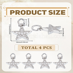 4 breloques en laiton micro pavé de zircone cubique&nbsp;ZIRC-LP0001-30