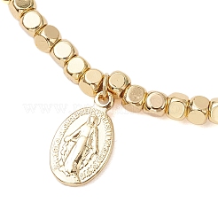 Braccialetti elasticizzati con perline di ematite sintetica non magnetica con chip e cubetti di pietre preziose naturali&nbsp;BJEW-JB10630-01
