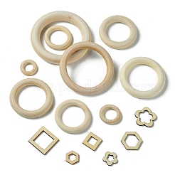 45 Stück 15 Stile Verbindungsringe aus unlackiertem Holz&nbsp;WOOD-YW0001-15