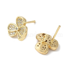 Boucles d'oreilles à tige en laiton avec micro zircons cubiques transparents&nbsp;KK-S516-05G