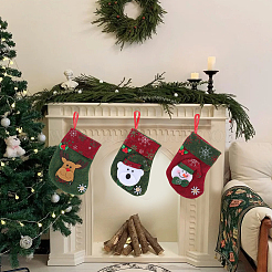 12 pièce 4 styles de décoration de sac cadeau de bas de Noël en tissu&nbsp;FIND-SP0020-60A