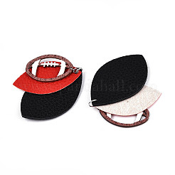 Ovale Lederanhänger mit Rugby-Muster&nbsp;FIND-N007-05