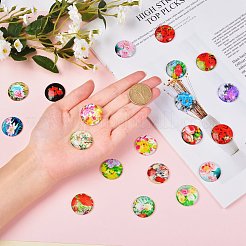 Fleurs imprimés cabochons de verre&nbsp;sgGGLA-SZ0001-15