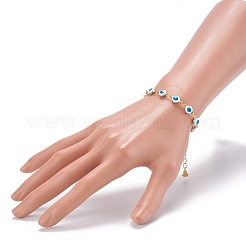 Set di gioielli per bracciali e collane con catena a maglia malocchio smaltato in ottone&nbsp;SJEW-JS01191