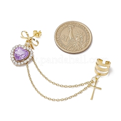 Alliage coeur en strass boucles d'oreille&nbsp;EJEW-JE06241