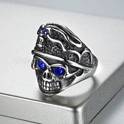 Bague tête de mort strass&nbsp;SKUL-PW0002-037H-AS