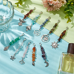 10 pièce 10 styles de décoration de pendentif en éclats de pierres précieuses naturelles&nbsp;HJEW-MA00001