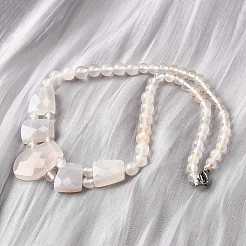 Collane di perline graduate sfaccettate in agata bianca naturale per le donne&nbsp;NJEW-B128-01J