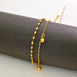 Vintage Strand Messing Runde Kugel Quaste Doppelschicht Kette Fußkettchen für Frauen&nbsp;LK2381