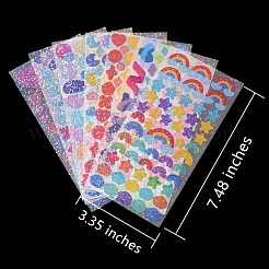 8 Blatt 8 Stile wasserdichter selbstklebender Laser-Kunststoff-Aufkleber&nbsp;DIY-SZ0002-60