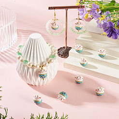 9 perles en porcelaine imprimées faites à la main&nbsp;PORC-TADJ0001-01I