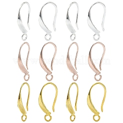 18 Uds. Ganchos para pendientes lisos de latón de 3 colores&nbsp;KK-YW0002-14