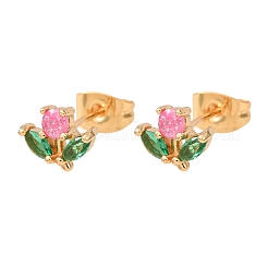 Orecchini da donna in ottone con micro pavé di zirconi cubici&nbsp;KK-CBACC01-05G