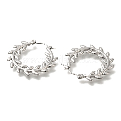 Orecchini a cerchio in acciaio inossidabile 304 a forma di foglia per donna&nbsp;EJEW-S227-67P