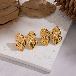 Boucles d'oreilles à tige en acier inoxydable 304 avec nœud papillon&nbsp;ON6549