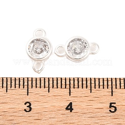 Breloques de connecteur à maillons ronds et plats en laiton pavé de zircone cubique transparente&nbsp;KK-U024-03S