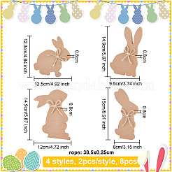 8 Satz 4 Stile DIY Ostern Holz Anhänger Dekorationen&nbsp;DJEW-OC0001-42