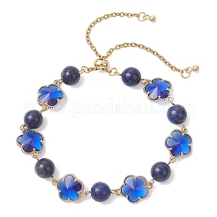 Schiebearmbänder aus Glas und natürlichem Lapislazuli&nbsp;BJEW-JB12898-01