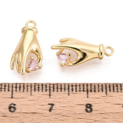 Pendenti in zirconi cubici trasparenti in micro pavè di ottone&nbsp;KK-T078-06G-01