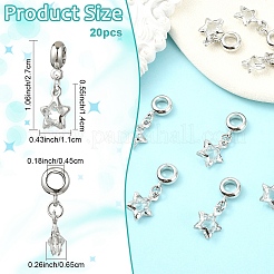 10 Stück Legierung Kristall Strass Stern europäischen baumeln Charms&nbsp;MPDL-YW0001-06