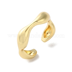 Gestellplattierte Messing-Twist-Wave-offene Manschettenringe für Damen&nbsp;RJEW-Q777-08G