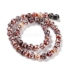 Fili di perle di agata dzi naturale tibetana a 3 occhio&nbsp;G-B084-A09-02
