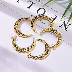 Colgantes de eslabones de 2 bucle de luna hueca de aleación de estilo tibetano&nbsp;X-TIBEP-5312-AG-LF