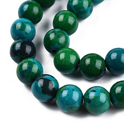 Brins de perles rondes en jade blanc océan naturel teint&nbsp;G-R295-8mm-07