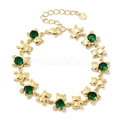 Bracelets à maillons en laiton micro pavé de zircones cubiques pour femmes&nbsp;BJEW-D457-01G-02