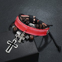 Bracciali multifilo in cordino di pelle per donna uomo&nbsp;WGAECCB-03