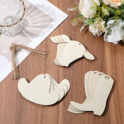 30 Stück 3 Stile Cowboy-Jungen-Thema unfertige Holzanhänger&nbsp;WOOD-SP0001-47