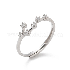 Verstellbare Ringe aus rhodiniertem Sterlingsilber mit Mikropflaster und klarem Zirkonia für Damen&nbsp;RJEW-P130-01P-B