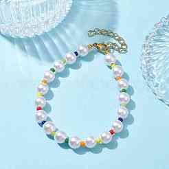 Runde Perlenarmbänder aus Glas und Acryl&nbsp;BJEW-JB10076