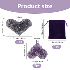 2 Stück 2 Stile natürliche Amethyst-Skulptur Display-Dekorationen&nbsp;DJEW-DC0001-12