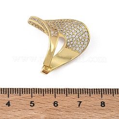 Anelli aperti con polsino in ottone micro pavé di zirconi cubici trasparenti per donna&nbsp;RJEW-L343-15G